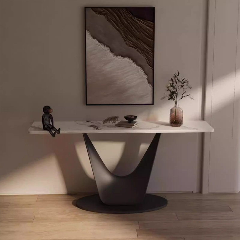 The minimalist luxury aesthetic console table, White, 33.46" H x 70.86" L x 13.78" W