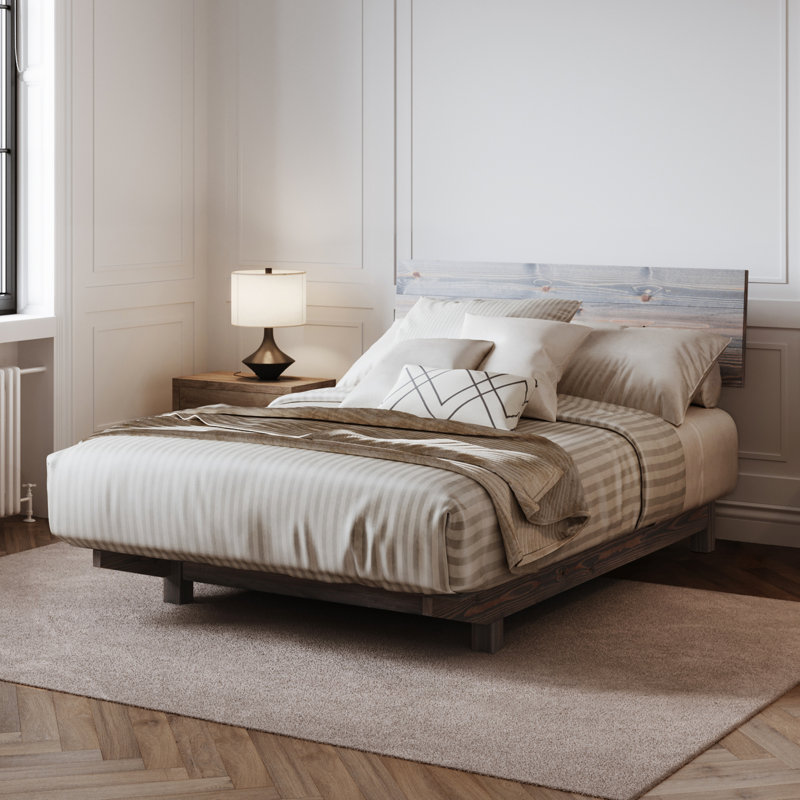 Cadre de lit Ellyson, Très grand simple, Bois gris