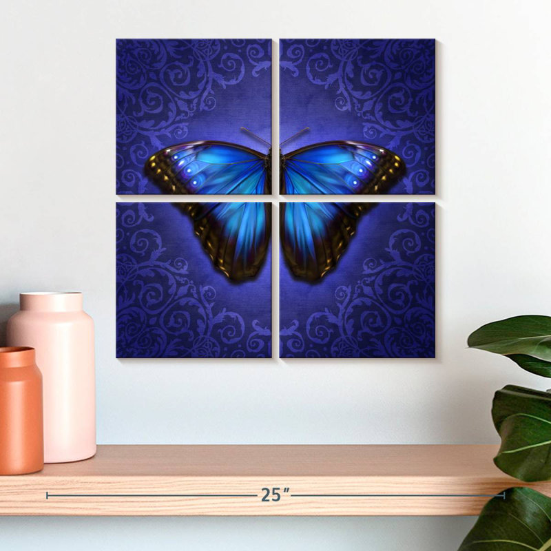 Brampt papillon Morpho bleu brillant, H 18 po x l 18 po