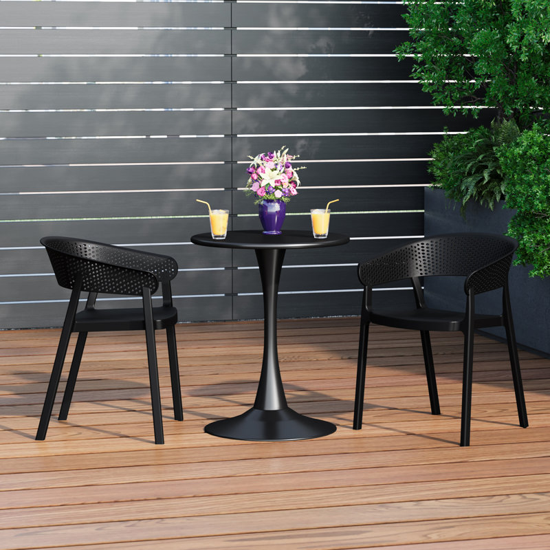 Ensemble repas d'extérieur rond, Noir