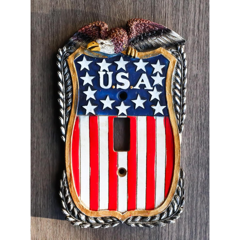 Patriotic Bald Eagle on USA Flag 1-Gang Toggle Light Switch Wall Plate