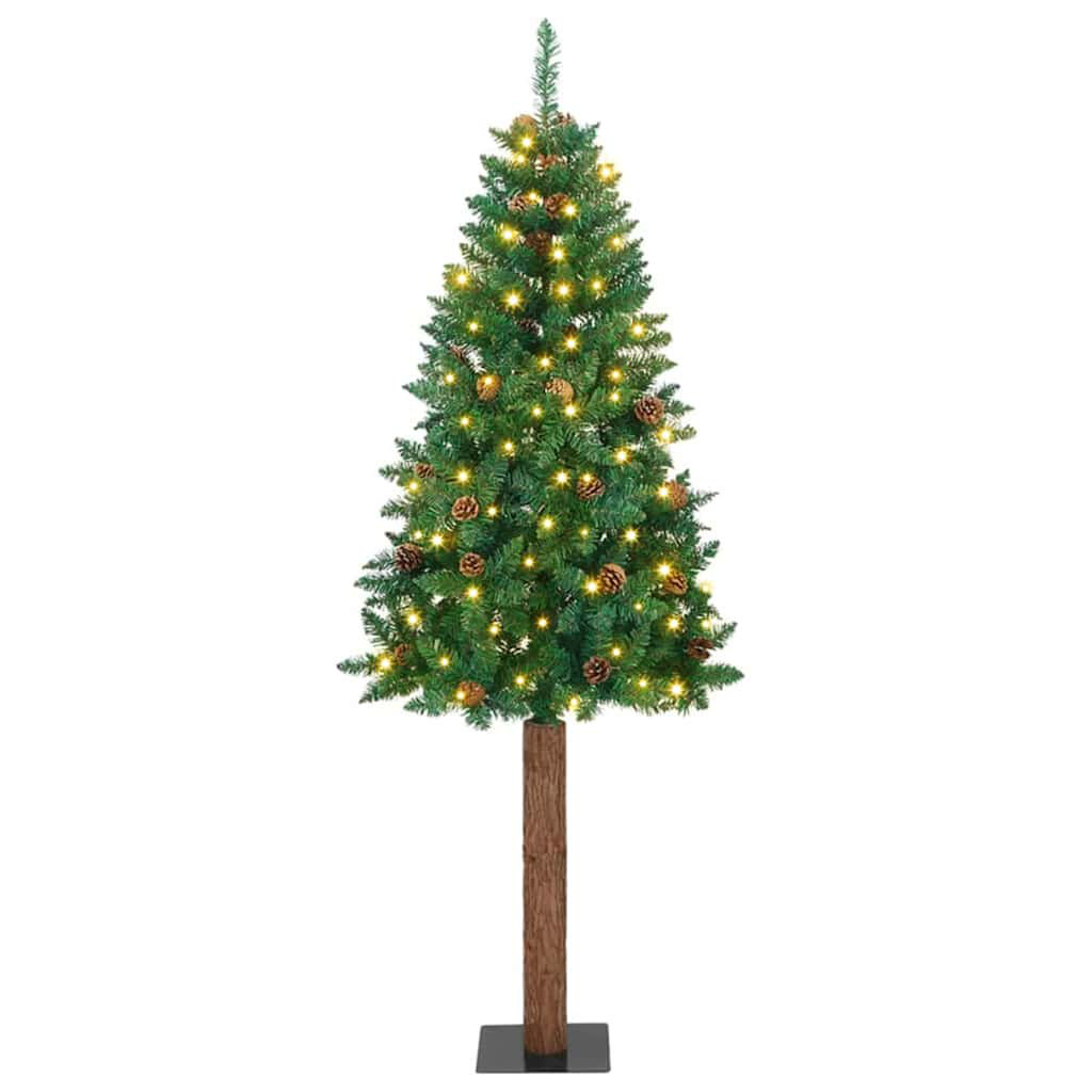 vidaXL Slim Christmas Tree - Green - 210 cm - PVC and Pine Wood - Image 4