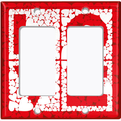 Red Love Block Hearts 2-Gang Toggle Light Switch