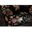 Tapis transitionnel art déco noir en laine noué à la main 8 x 10 x 8 po