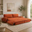 Canapé-lit gigogne Queen de 186 cm (73,2 po), canapé-lit convertible 3 en 1, causeuse multifonctionnelle en velours côtelé orange