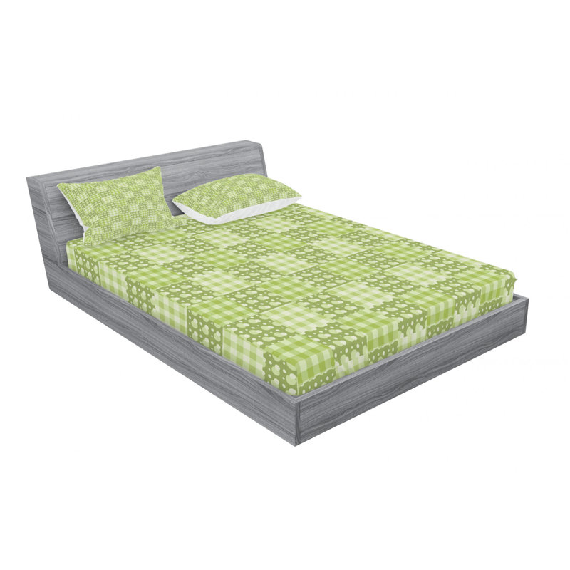 Microfiber Patchwork Sheet Set, Full/Double Sheet Set with Fitted Sheet