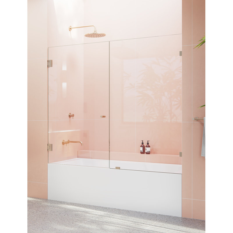 Illume 65.75 in. x 58.25 in. Fully Frameless Hinge Bathtub Door, Brushed Bronze