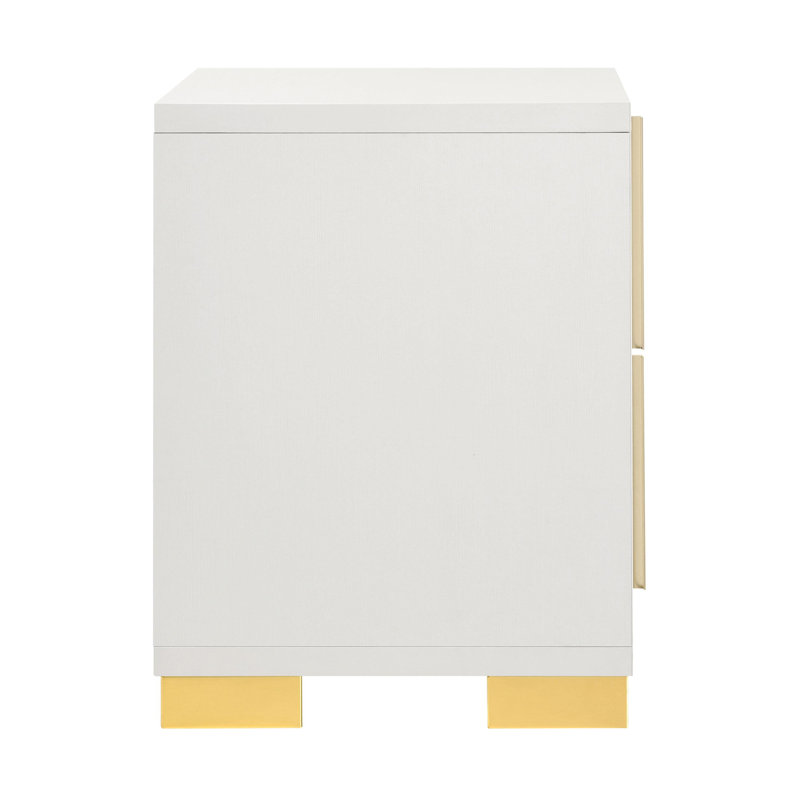 Lelio 2-drawer Nightstand, White, Beige