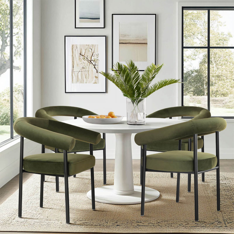 4 Pieces Velvet Dining Chairs, Green