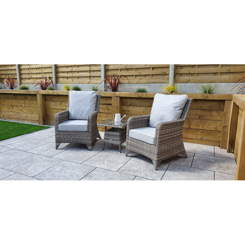 Dunnes 2 Seater Rattan Conversation Set, Light Grey
