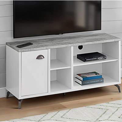 Petit meuble télé, meuble multimédia avec pieds uniques, console de télévision