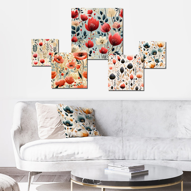 Blythe - ensemble d'art mural floral de 5