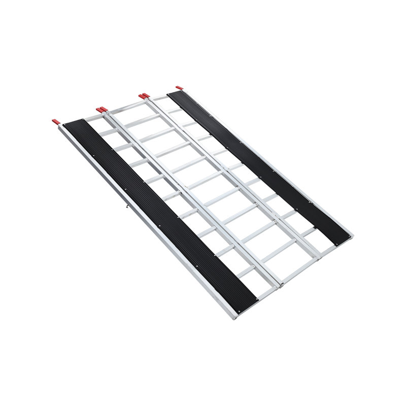 Rampe de chargement pliable en aluminium 85 x 54 po, capacité de 1500 lb pour rampe portative robuste pour VTT et tondeuse à gazon, caoutchouc noir