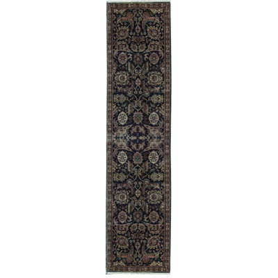 Hand-Knotted High-Quality Black and Gold Runner