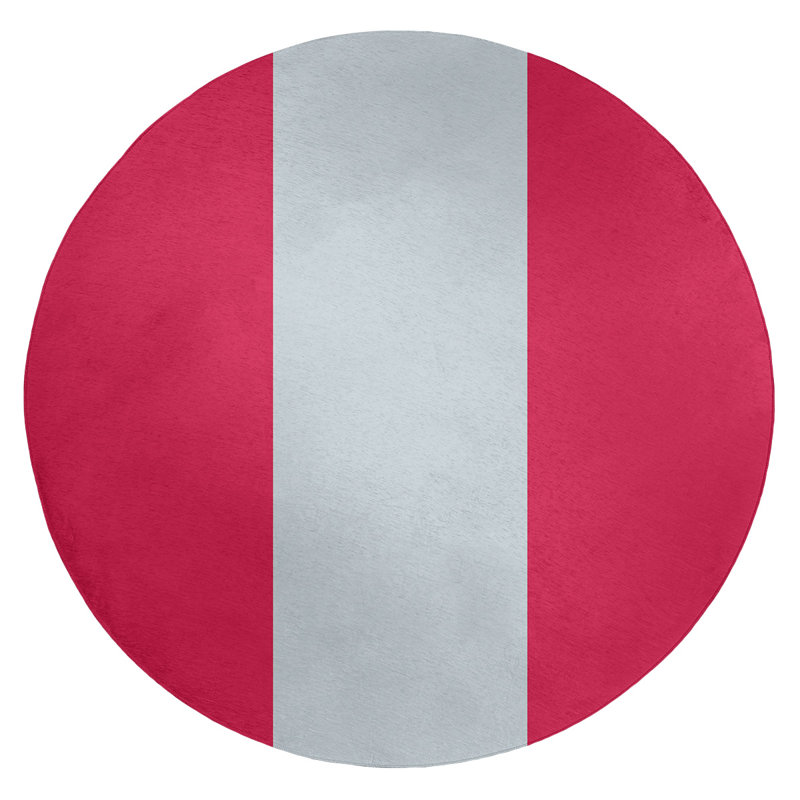 Tapis rouge rayé/argenté, Rond 5 pi
