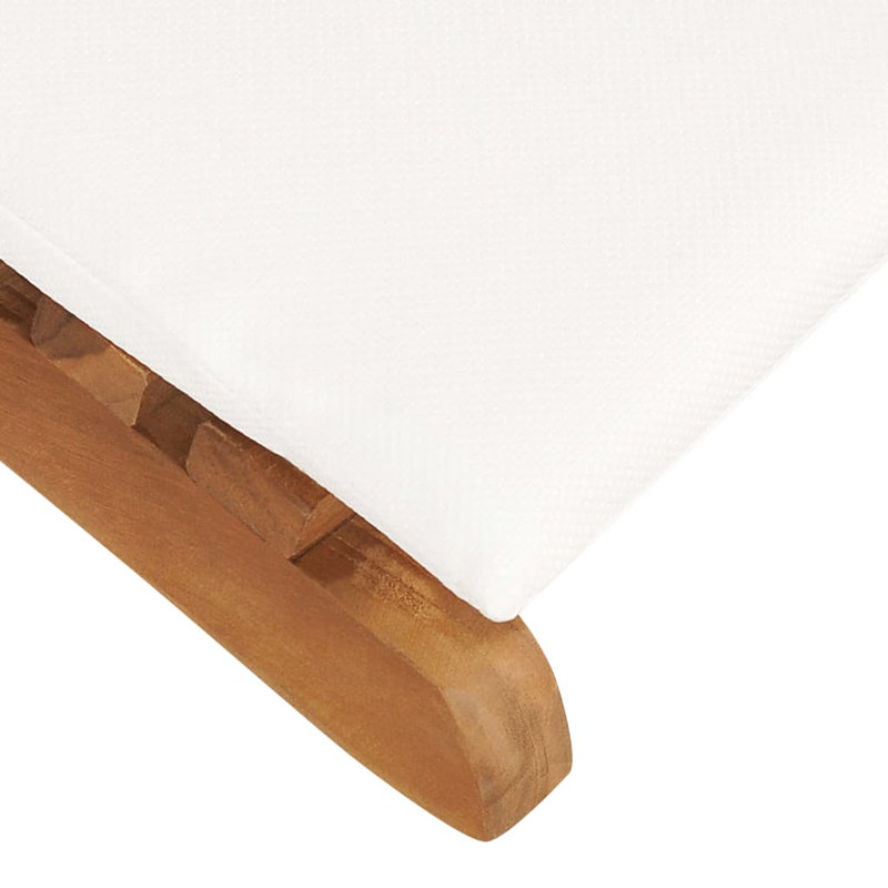Chaise longue simple en teck avec coussins 68,9 po Audria, Crème