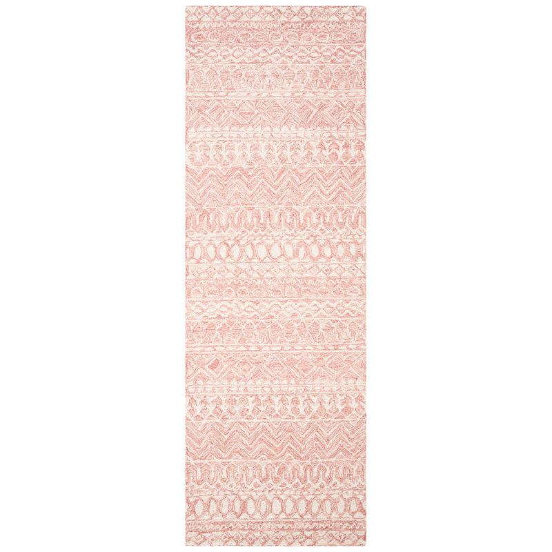 Cuomhouse Hand Tufted Wool And Cotton With Latex Chevron Rug, Runner 2'3" x 11'