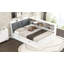 Lit plateforme en bois avec lit gigogne, tablettes et tête de lit-1067365783