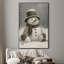 Très grand, reproduction d'art sur tissu - bonhomme de neige gris hivernal fantaisiste, décoration de chambre d'enfants - "Assemblage requis du cadre (cadre non fini)"-131380803