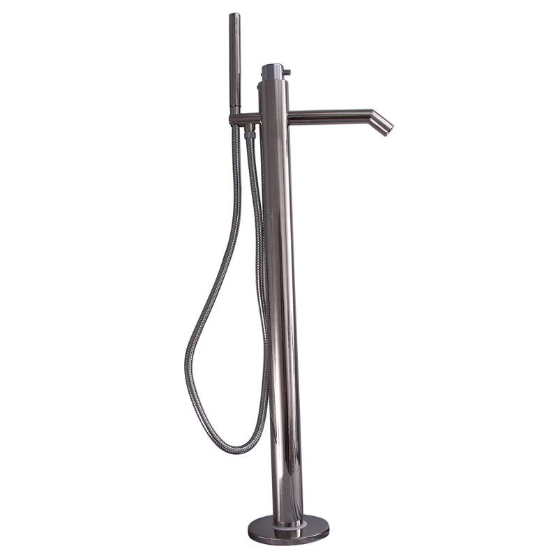 Slaton 1 Handle Bathroom Freestanding Tub Filler with Diverter, Polished Stainless