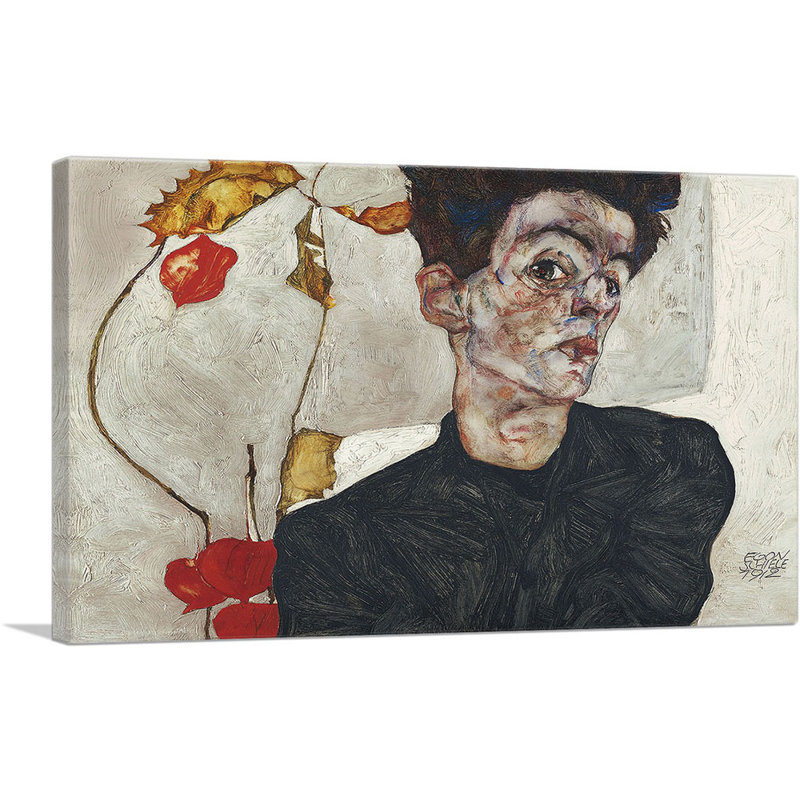 Autoportrait physique 1912 par Egon Schiele, reproduction d'art sur toile tendue, H 12 po x l 18 po x 1,5 po