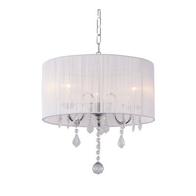 Transitional 3 Light Silk String Shade Chandelier