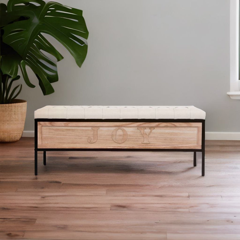Banc de rangement en tissu, Beige