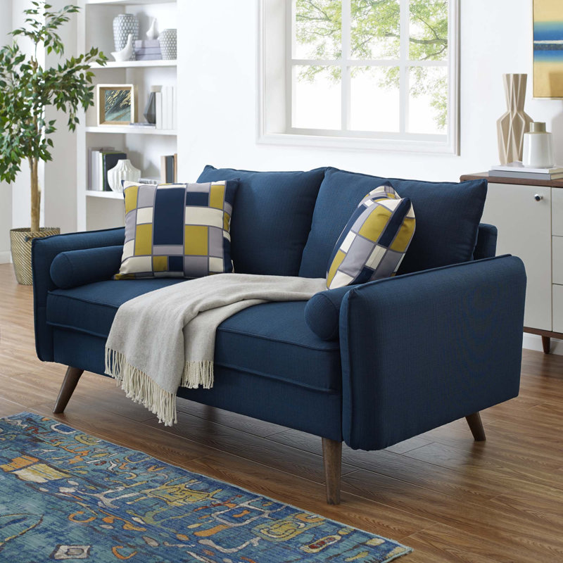 Canapé Carson Carrington Hedeby, Velours azur, H 33,5 po x l 60 po x P 32,5 po
