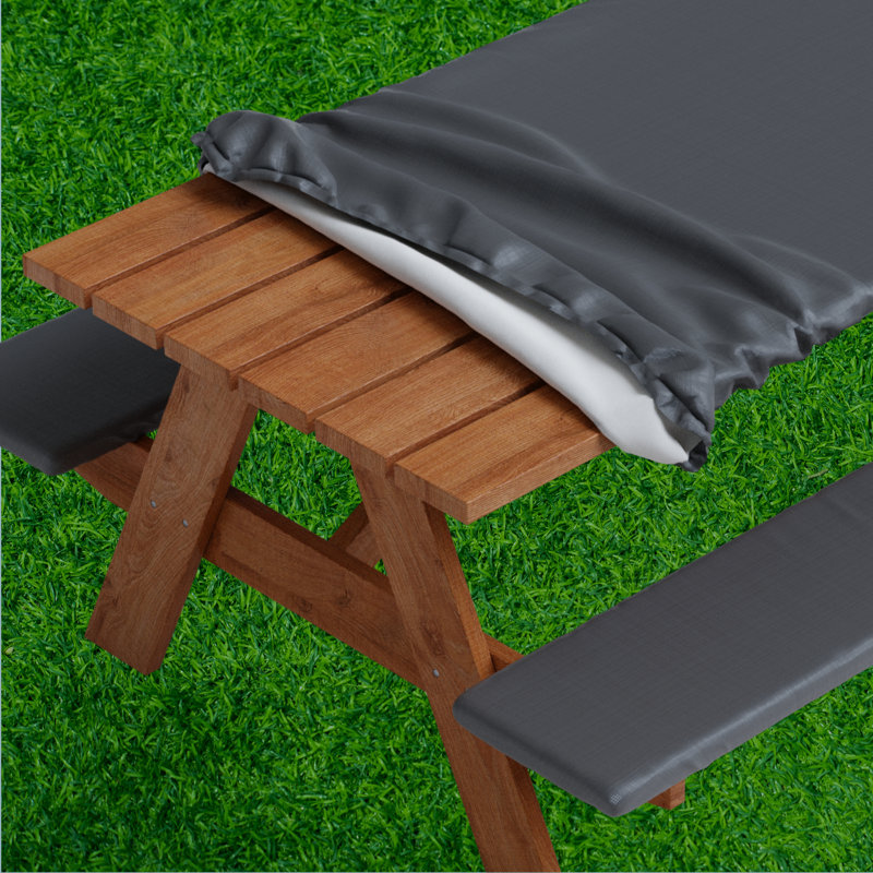 Housse pour nappe et table de pique-nique Roudebush, conception unie, doublure en flanelle, ensemble de 3 pièces, 30 pouces