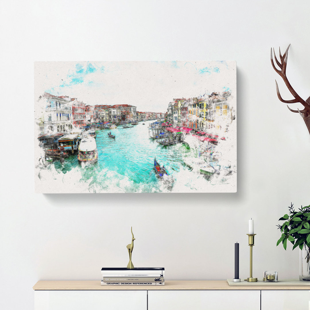 Gondolas in Venice Italy - Wrapped Canvas Graphic Art Print