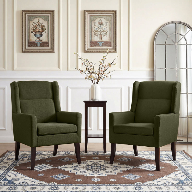 Upholstered Polyester Accent Armchair (Set Of 2), Green