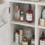 Armoire de rangement autoportante pour salle de bain avec rangement ouvert et garde-manger avec portes