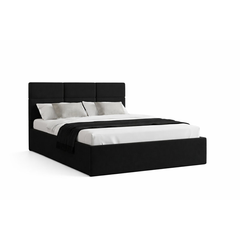 Upholstered Bed, European Double (140 x 200 cm), Black