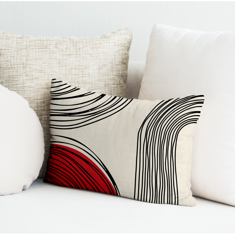 Housse et insert de coussin rectangulaire intérieur / extérieur Cassie, Rouge, H 14 po x l 20 po