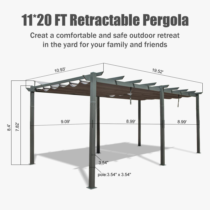 Outdoor Living Outdoor Retractable Pergola With Weather-Resistant Canopy Aluminum Garden Pergola Patio Grill Gazebo For Courtyard