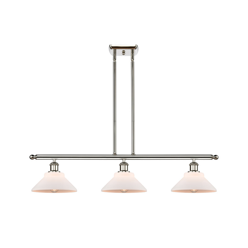 Luminaire suspendu linéaire à 3 lumières pour îlot de cuisine Newton St Loe, Ampoule DEL 6 watts Vinage, Nickel poli