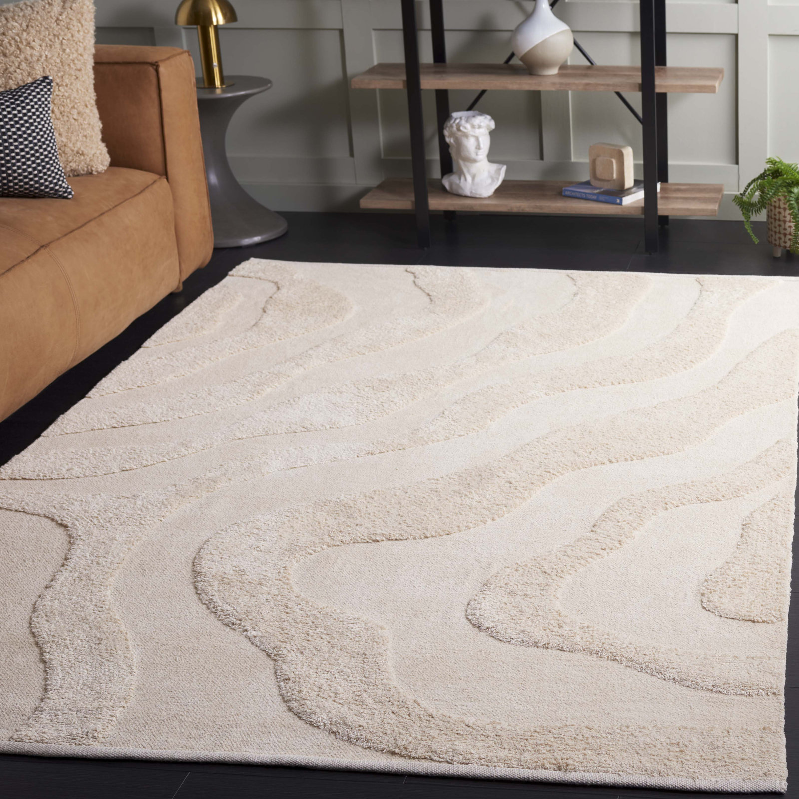 Mozie Ivory Washable Hand-Woven Cotton Rug, Rectangle 5' x 8'