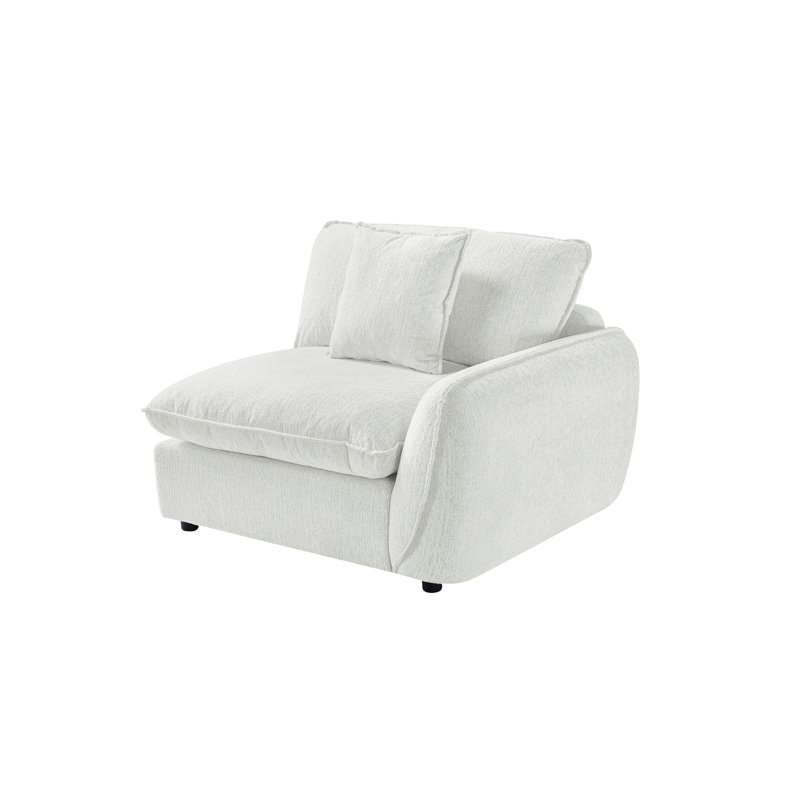 Siège rembourré avec accoudoir droit pour canapé modulaire Fabirc, Polyester blanc
