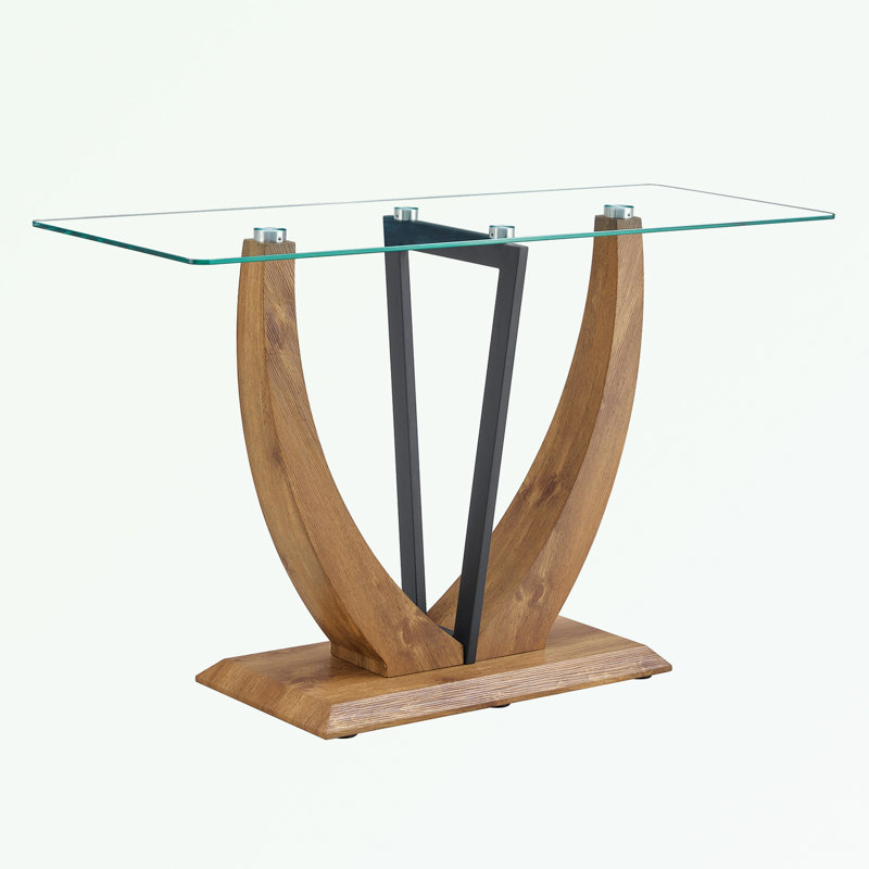 Console Table, Clear Top/Natural Base