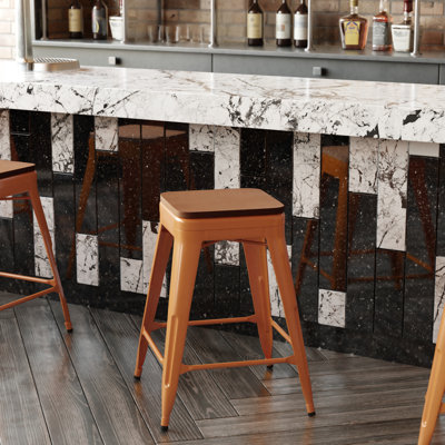 Briahnna Indoor/Outdoor Backless Counter Stool with Poly Resin Seat