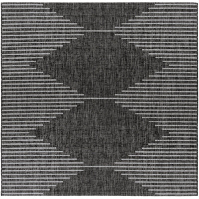 Abdulazeez Black Geometric Outdoor Rug