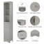 Grande armoire de salle de bain autoportante avec tablette et tiroir réglables, panneau de fibres à densité moyenne gris pour un rangement efficace