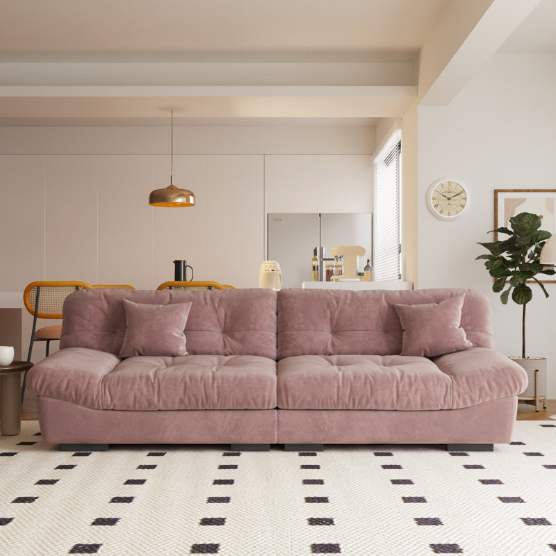 Canapé modulaire Jacouri, Velours rose givré