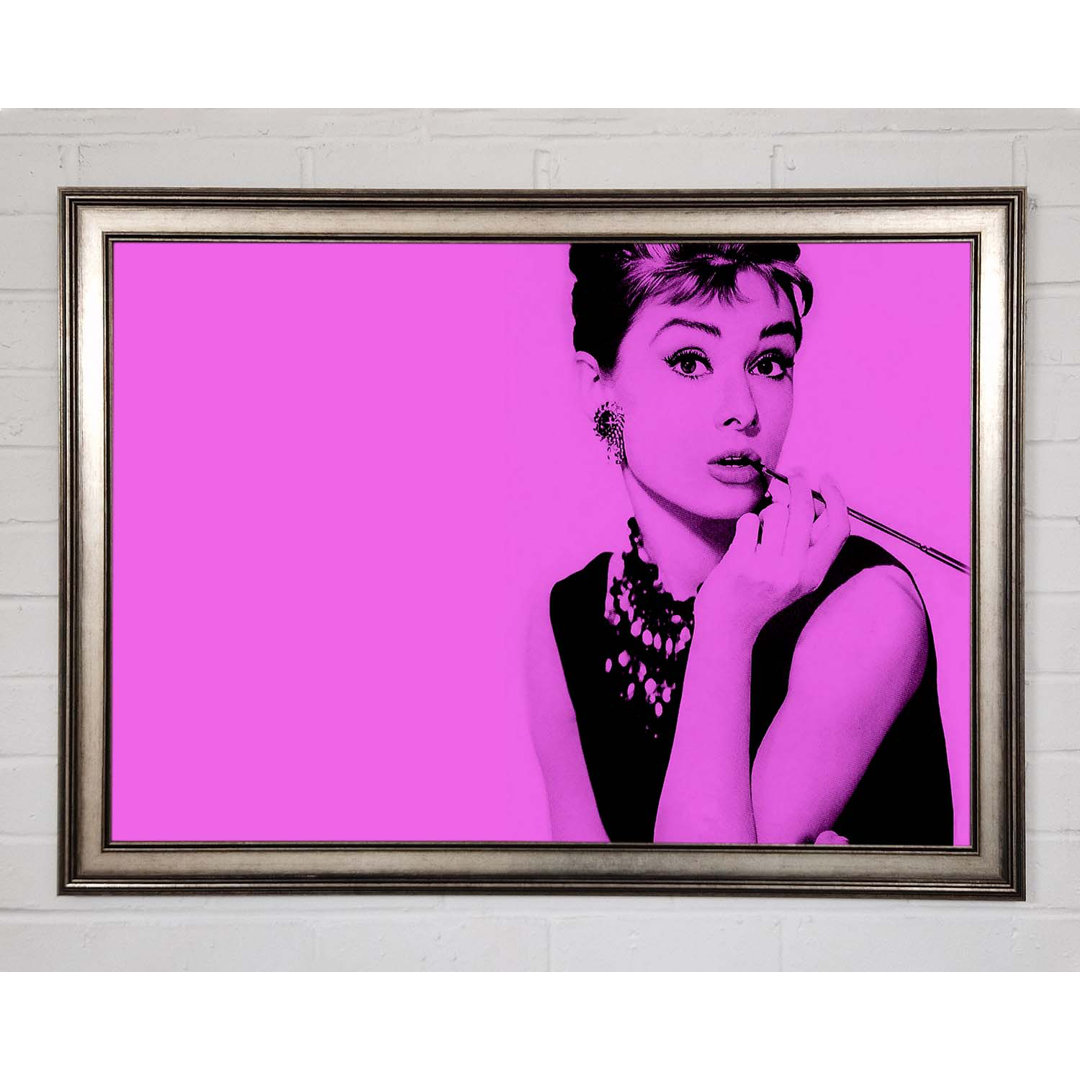 Audrey Hepburn Pink - Einzelner Bilderrahmen Kunstdrucke