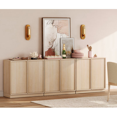 Buffet moderne 94,5 "avec 6 portes, buffet multifonctionnel avec grand rangement et tablette réglable