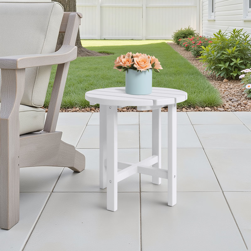 Altura Salvo 18" W Round Outdoor Side Table , White