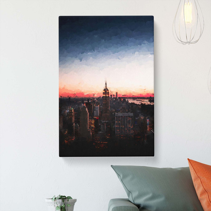 The Empire Stae In New York In Abstract - Wrapped Canvas Painting, 50cm H x 35cm W x 3cm D
