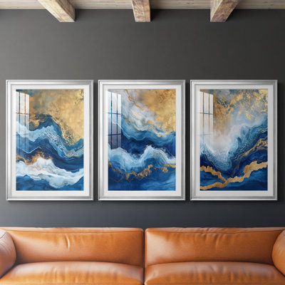 ABSTRACT Series CDXV III - Impression encadrée de qualité supérieure sur mesure mat - 3 pièces