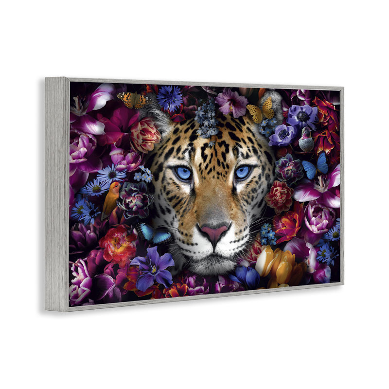 «Piercing Leopard Gaze», art de la giclée encadrée par Reinders, Cadre gris, H 16 po x l 24 po