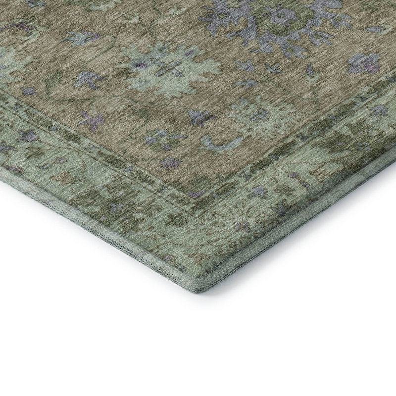 Premium Machine Washable Mayfield AMF2052 Global Rug, 1'8" x 2'6", Brown